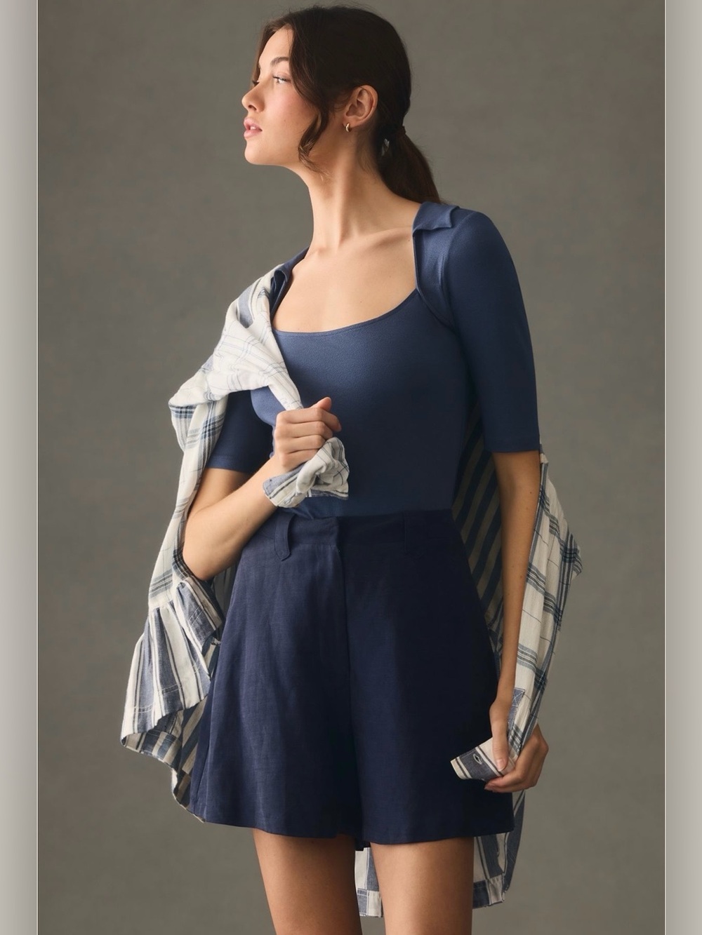 By Anthropologie Collared Square-Neck Tee